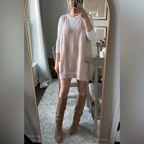 Cream Knit Sweater Sleeveless Vest Dress - Picture 11 of 13